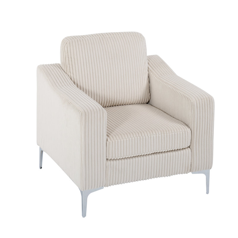 Fauteuil club en velours côtelé, Beige