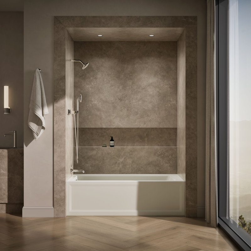 Archer 66" x 32" Soaking Bathtub, Biscuit, Left