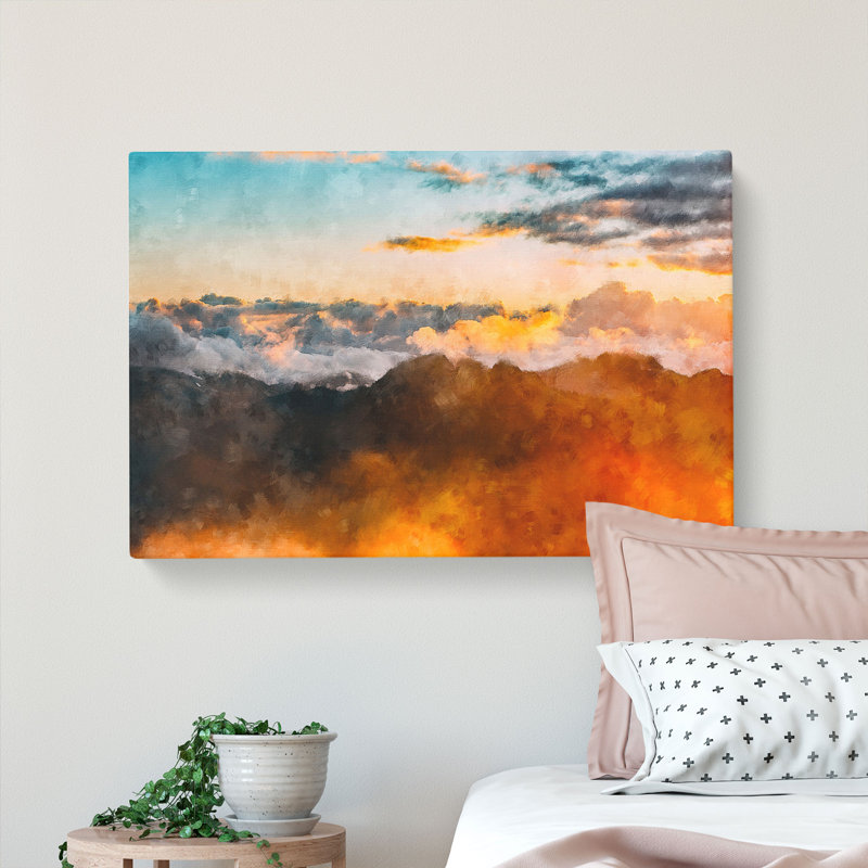 Orange Clouds Above The Mountains - Wrapped Canvas, 35cm H x 50cm W x 3cm D