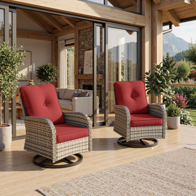 All-Weather Rattan Rocking Swivel Patio Chairs With Cushions