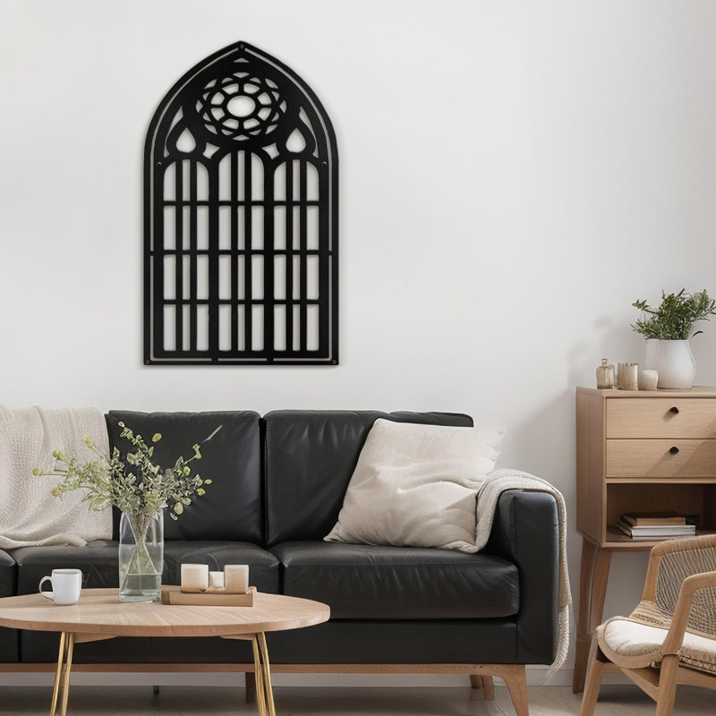 Décoration de mur en métal abstraite Mandala, H 36 po x l 21,69 po x P 0,05 po, Noir
