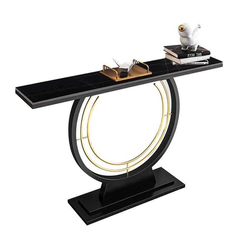 Ajeya 30cm Stone Top Console Table, Black