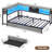 Corner Bed Frame  With Led Light And Charging Station, Modern  Bed With Bookcase And 2 Underbed Storage Drawers, Modern Daybed No Box Spring Needed/noise-free-969530213
