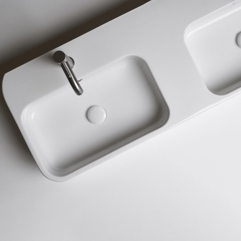 Cosa 47.2'' L Bathroom Sink, Single Hole, Glossy White