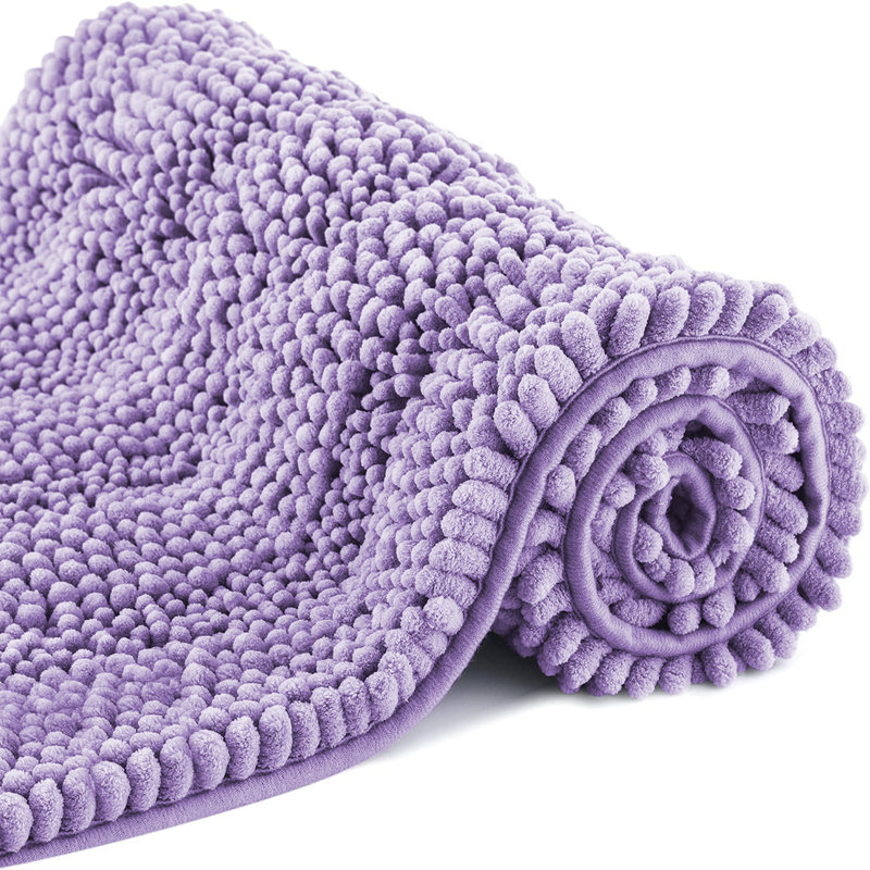 Chenille Non-Slip Non-Slip Bath Mat, Lilac, 50cm Width X 80cm Length
