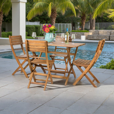 Natural 5-Piece Wood Outdoor Patio Dining Set