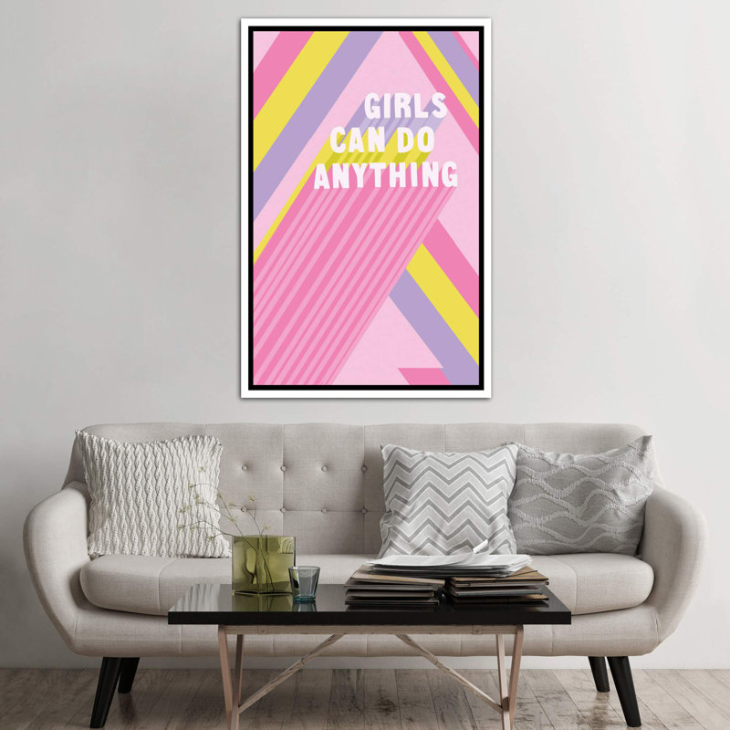 «Fun Pop II» par Nancy Mckenzie - impression d'art textuel, H 60 po x l 40po x P 1,5 po, Toile blanche encadrée