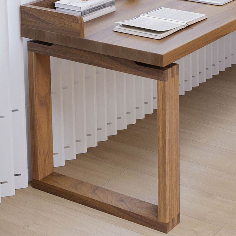 Brown Rectangular Solid Wood desk, 29.6" H x 78.8" W x 23.7" D