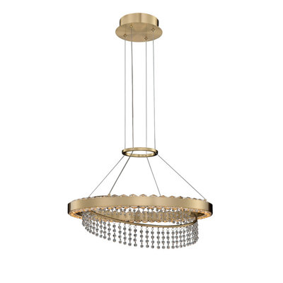Saturno 1 LT Brushed Brass/Clear Chandelier Allegri