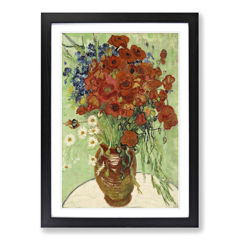 Still Life with Daisys by Vincent Van Gogh - Framed Print, Black