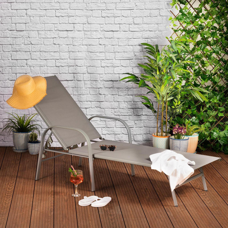 190cm Long Reclining Single Chaise, Grey