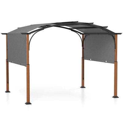 Costway 10 X 12 Ft Outdoor Retractable Pergola With Retractable Canopy Looking Posts