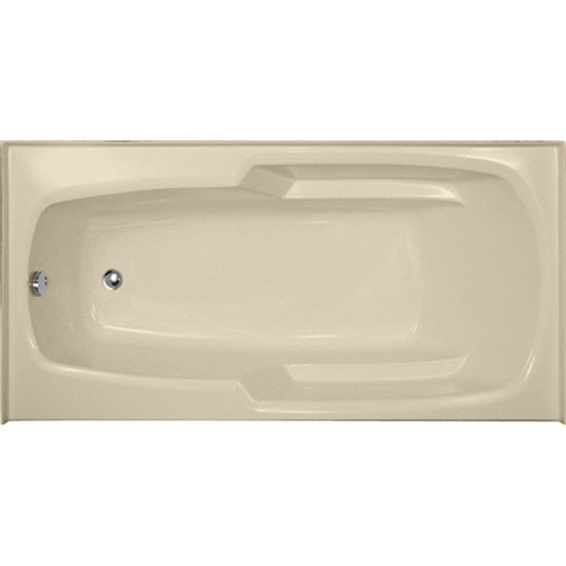 Entre 60'' x 32'' Soaking Fiberglass Bathtub, Bone, Satin Brass