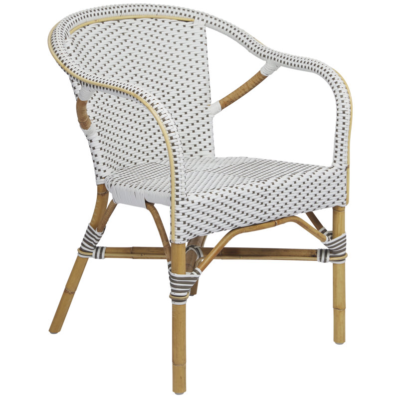 Madeleine Rattan Bistro Armchair, Cappuccino/White Dots