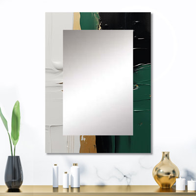 Golden green and black ink merge III - Modern Rectangular Wall Mirror