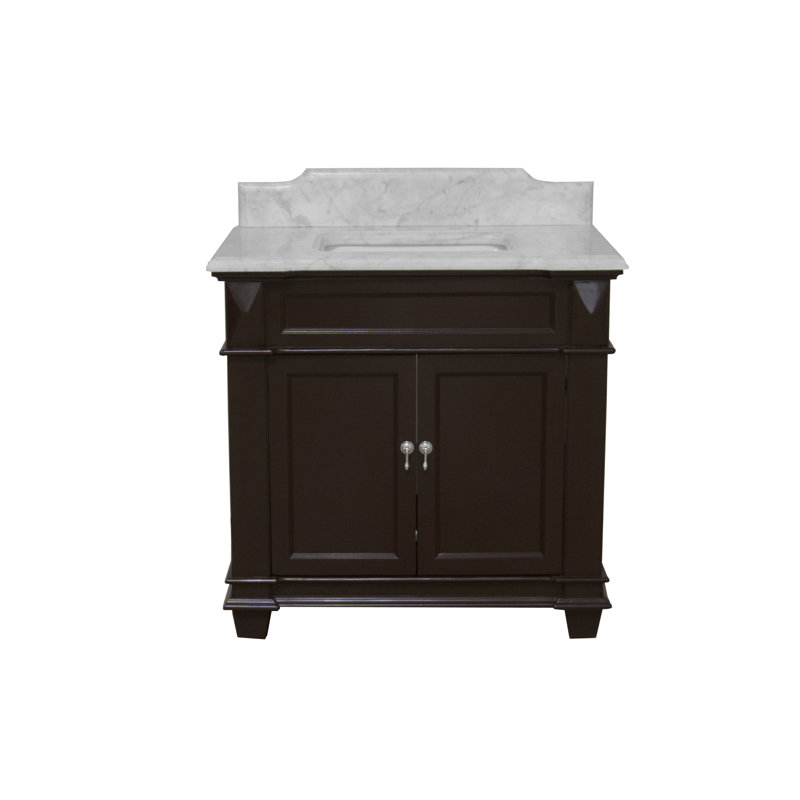 Ensemble de meuble-lavabo simple 36 po Aoibhin, Chocolat, Marbre de Carrare