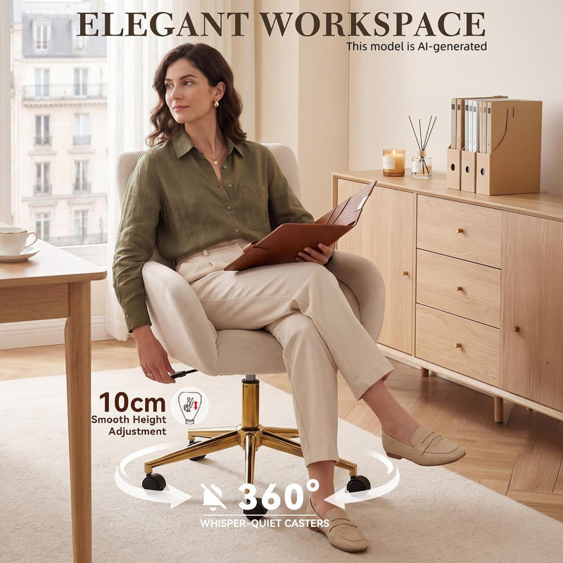 Inbox Zero Office Chair, Ivory, Ivory