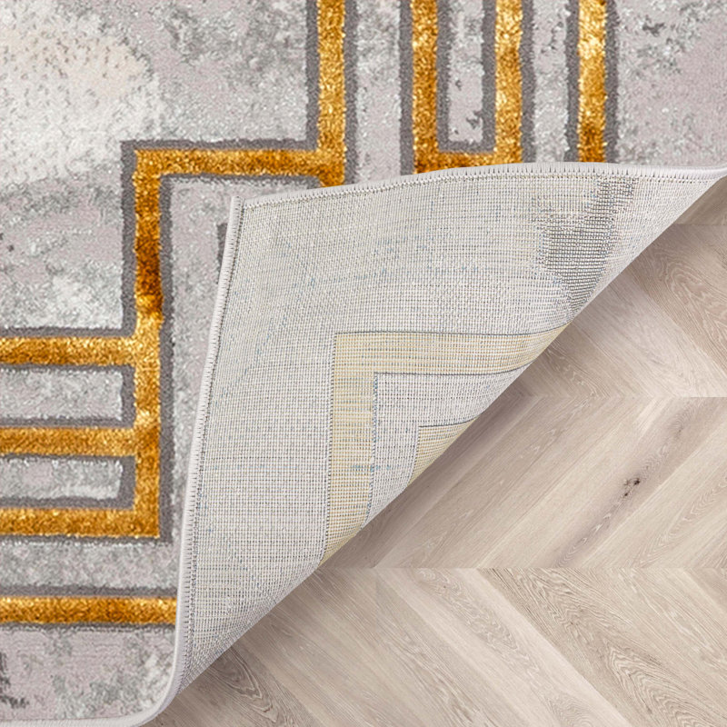  Fairmont Ivory Gold Abstract Glam Area Rug, Rectangle 7'10" x 9'10"