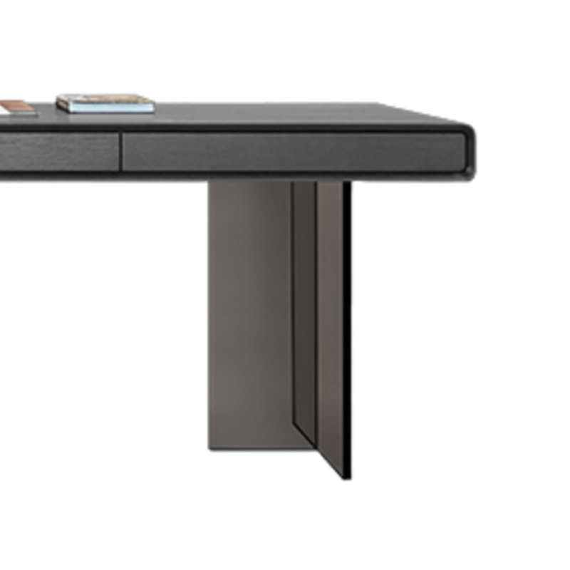 Acrylic desk legs with smart power strip, 29.92" H x 94.49" W x 35.43" D, Black