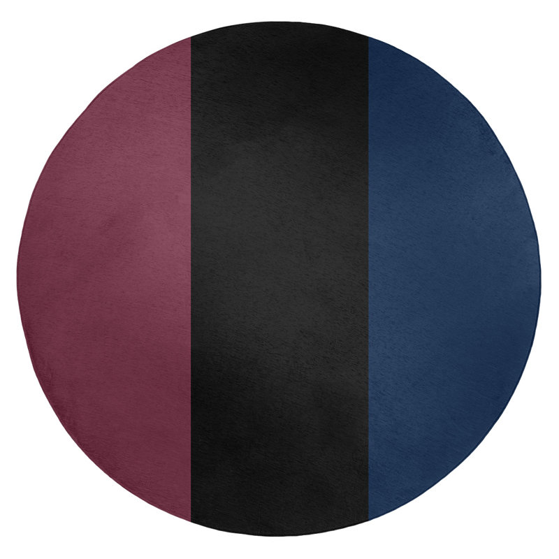 Tapis à rayures à vin/noir/bleu marine, Rond 5 pi