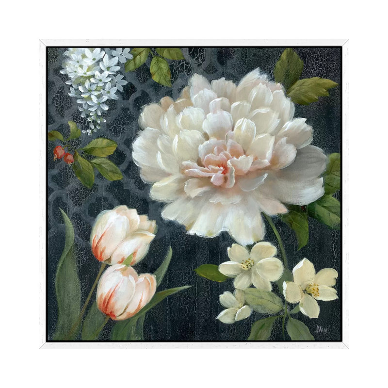 Midnight Garden II by Nan - Painting on Canvas, White Framed, 66.04 cm H x 66.04 cm W