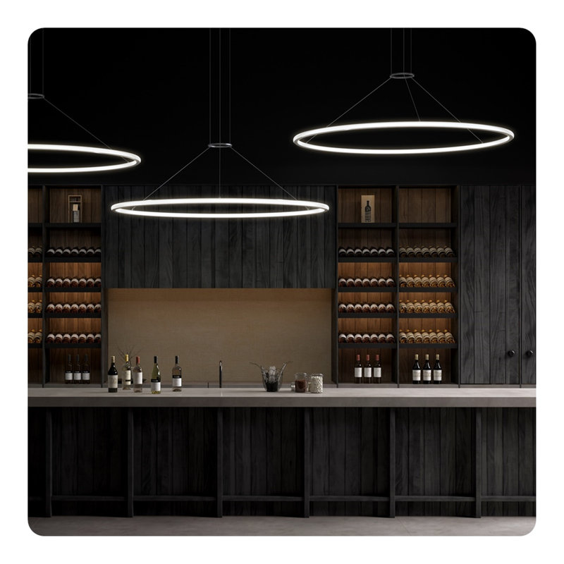 Luna 2 - Light LED Pendant, 3000K, Bright Satin Aluminum, 1.5" H x 61.5" W x 61.5" D
