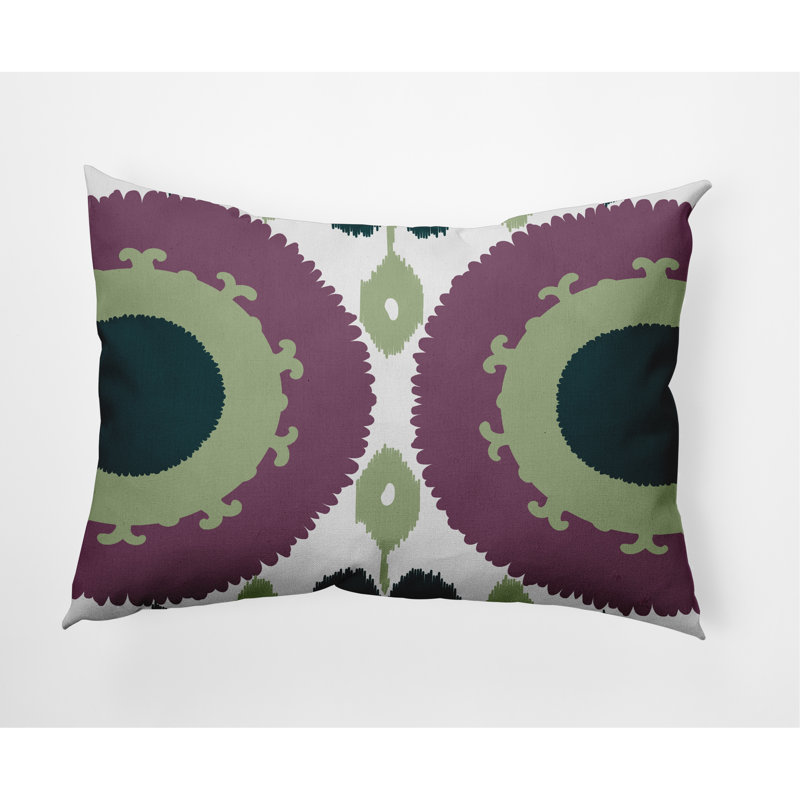 Geometric Outdoor Reversible Throw Pillow, Green