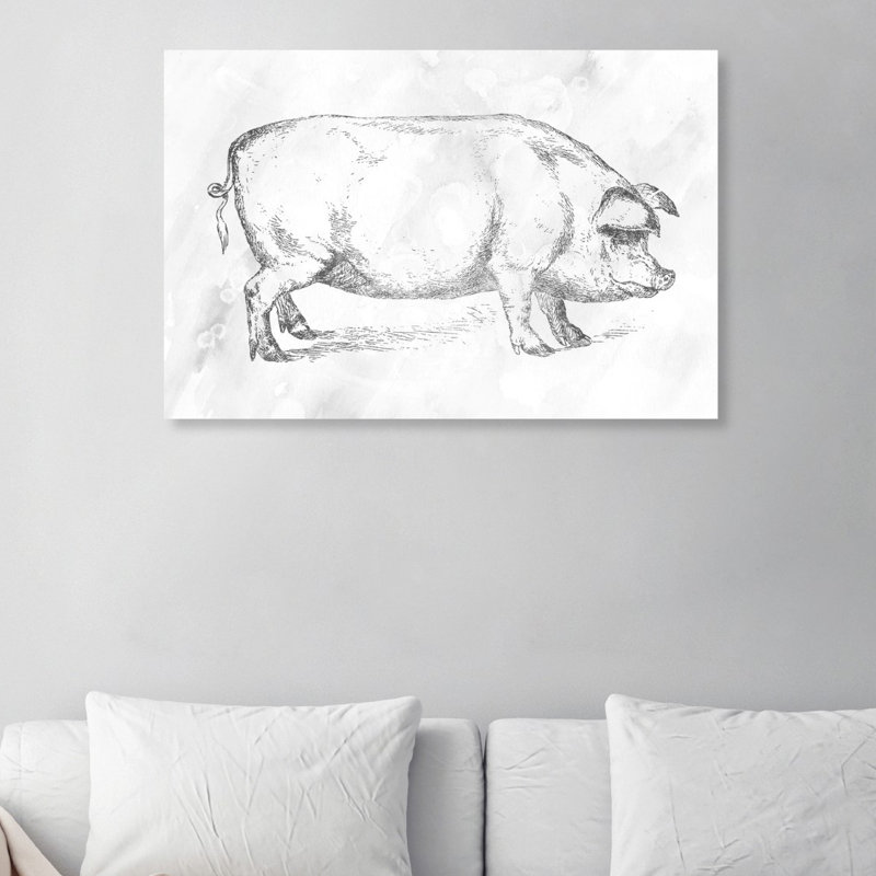 «Pig in Silver», reproduction d'art graphique sur toile tendue, H 16 po x l 24 po x P 1,5 po