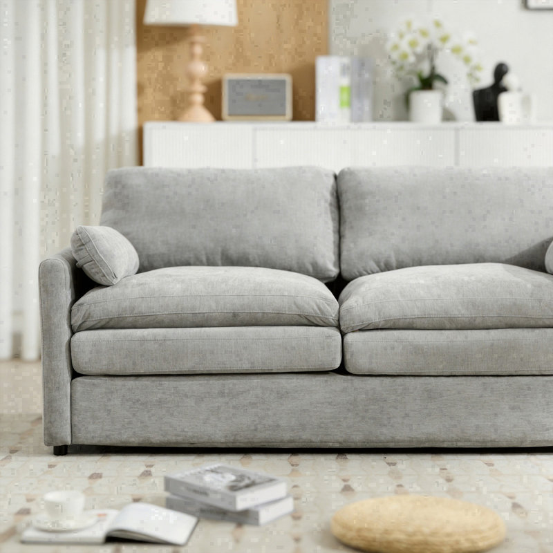 Canapé moderne rembourré 68,1 po Cozy, Gris clair