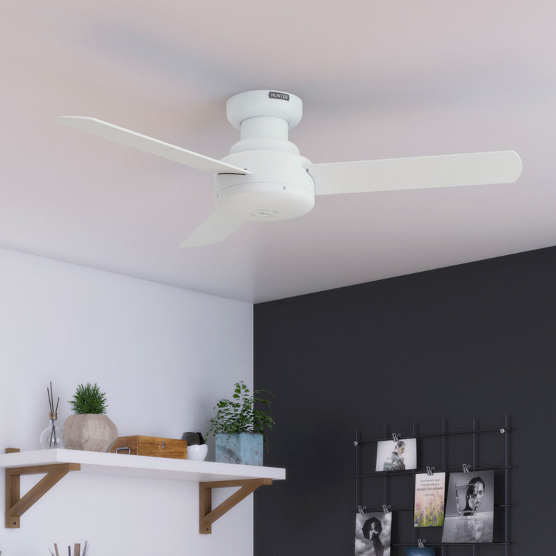 Presto 52" 3 - Blade Modern Low Profile Indoor Ceiling Fan with Wall Control, Matte White