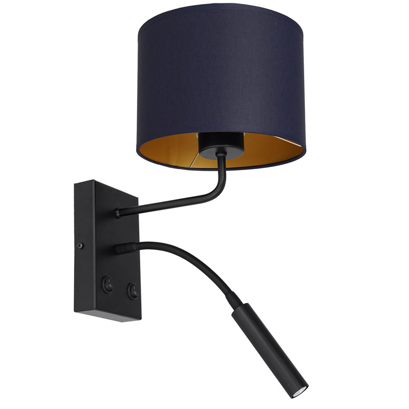 Jono Armed Sconce, Blue/Gold, Black