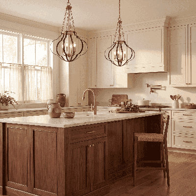 Mercer 4-Light Pendant in Brass/Black