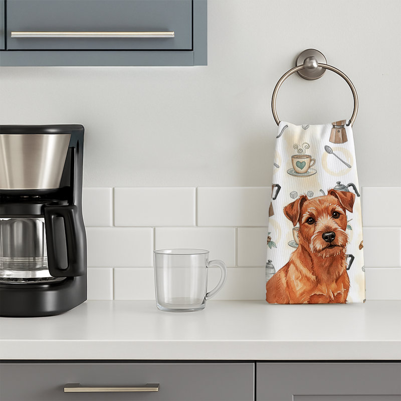 Serviette de cuisine Coffee Bar, Rouge Norfolk Terrier rouge