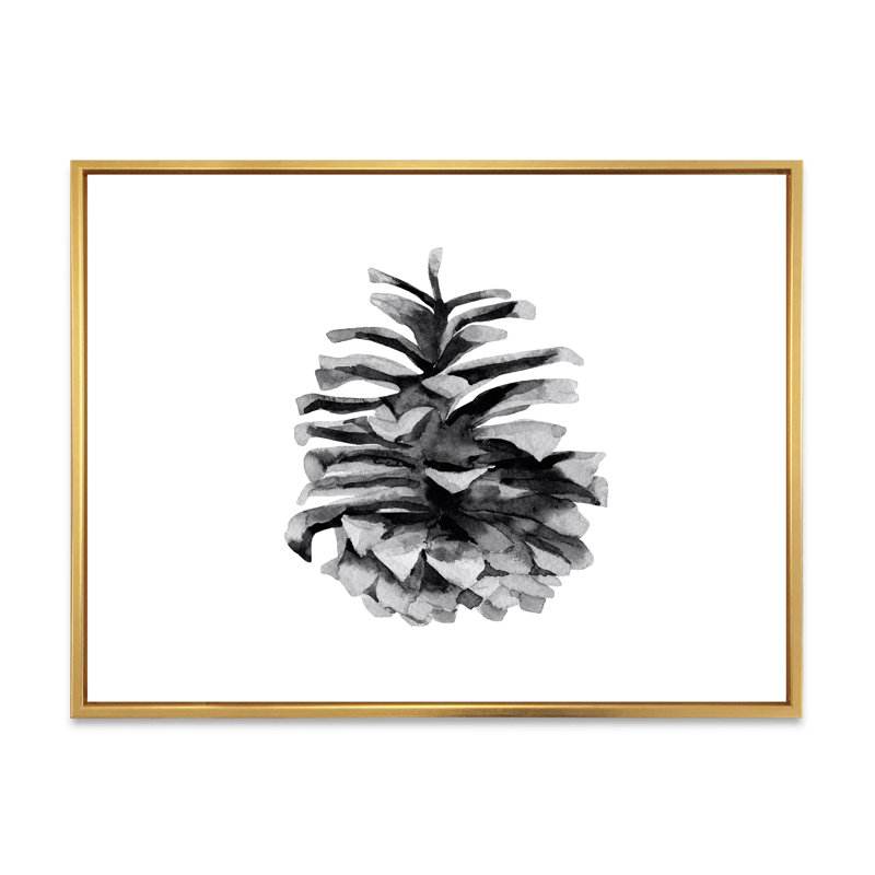 Conifère conique monochrome - reproduction sur toile flottante, H 16 po x l 32 po x p 1 po, Encadrement doré