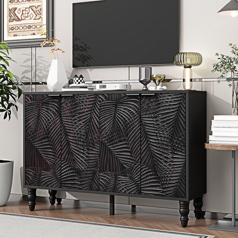 Meuble télé Meuble audio-vidéo avec espace de rangement spacieux, Noir