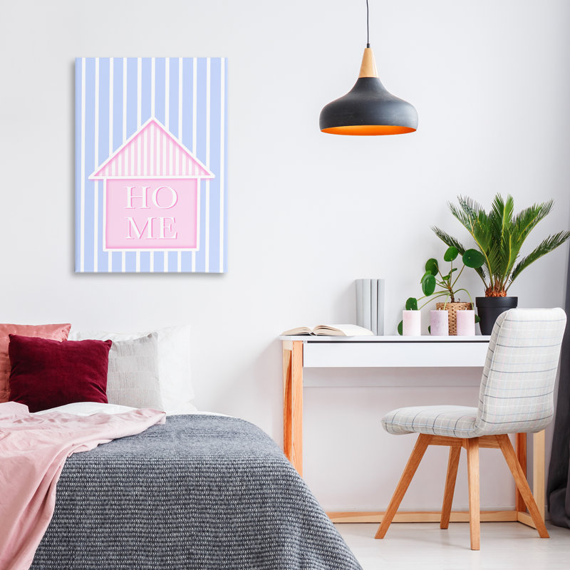 Toile Home Lettrage sur rayures, design par Pooja Dave, H 24 po x l 16 po