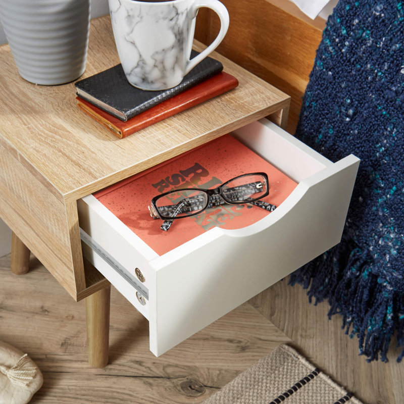 Kennedy 1 Drawer Bedside Storage Table, Oak