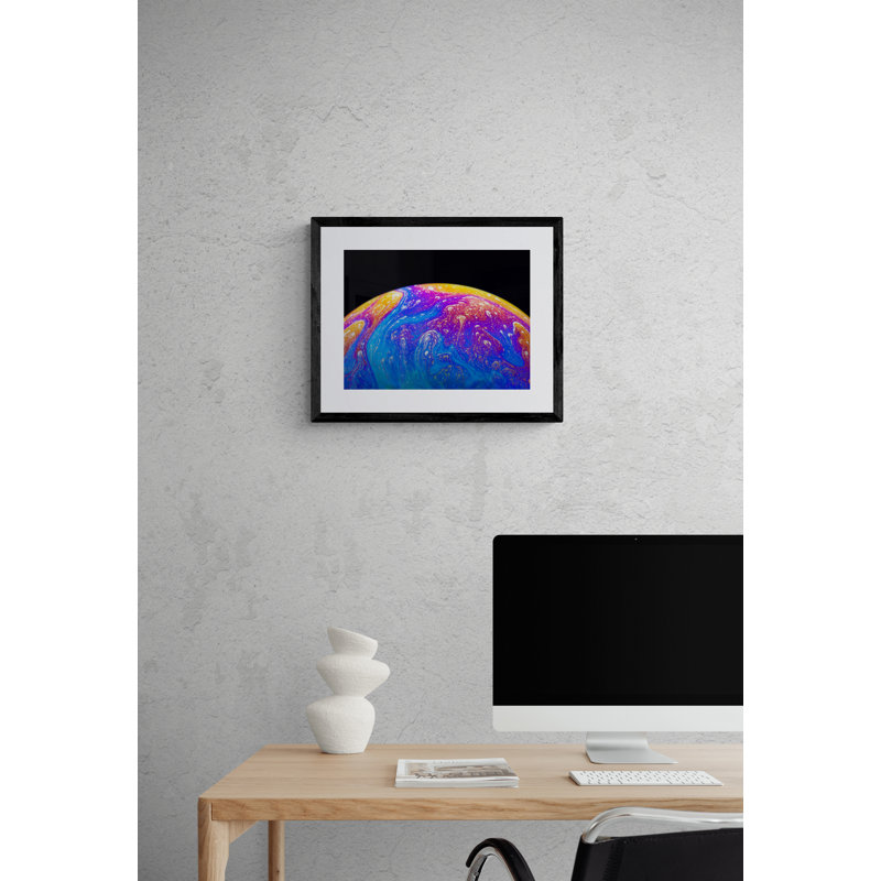 Soap Bubble Close Up Print by Philippe Monthoux, Black Framed Paper, 17.2" H x 21.2" W
