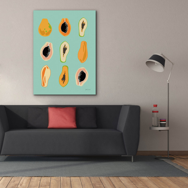 "Gracie Oaks" Papaya Blue "par Yvette St. Amant, art mural sur toile, H 54 po x l 40 po x P 1,5 po