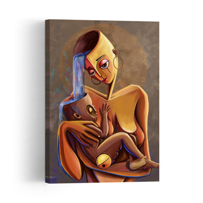 Maternal Nurturing Flow Abstract Contemporary Wall Art Print 1 Piece Wrapped Canvas Wall Art