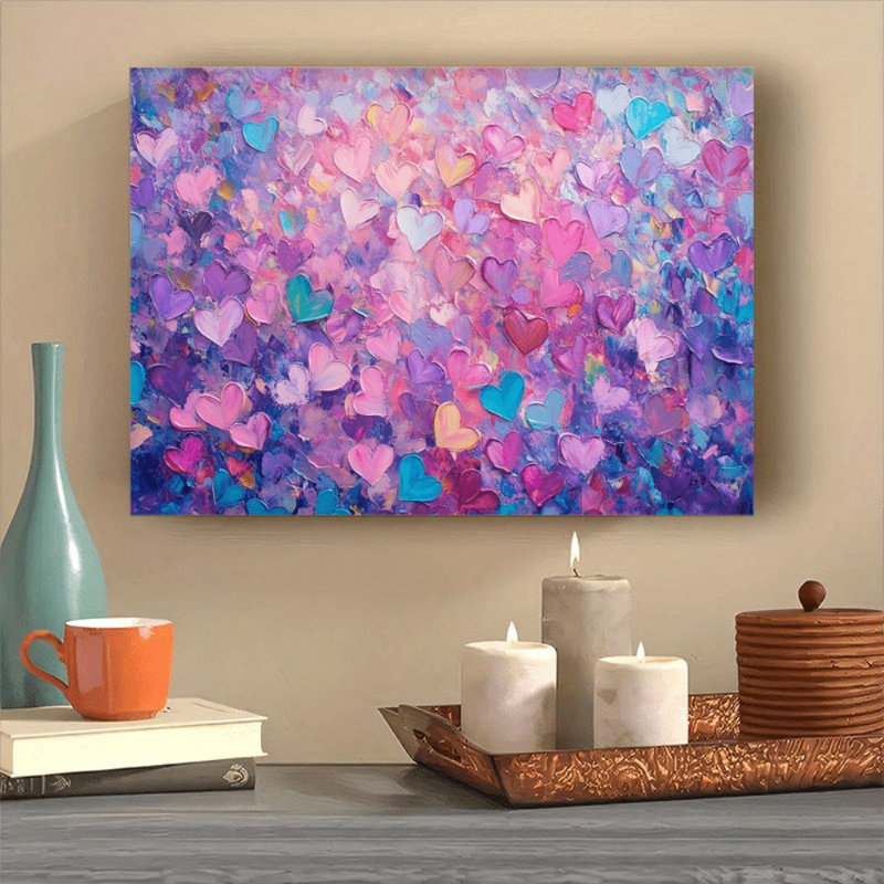 Impression sur toile Vibrant Colorful Pastel Heart - Urban Studio, 32*24 pouces (80*60*2 cm)