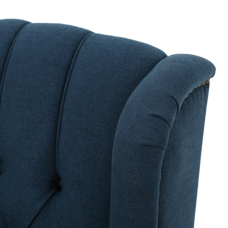Val Upholstered Recliner, Navy Blue