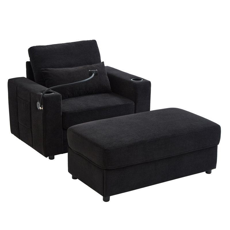 Canapé avec repose-pieds de 42,5 po Keir, Noir