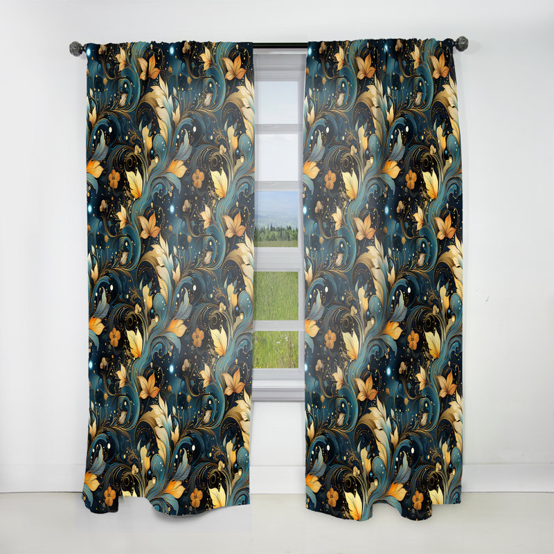 Celestial Whispers Paisley Motif III - Rideau floral - Rideau floral obscurcissant - 1 panneau, L 52 po x L 120 po
