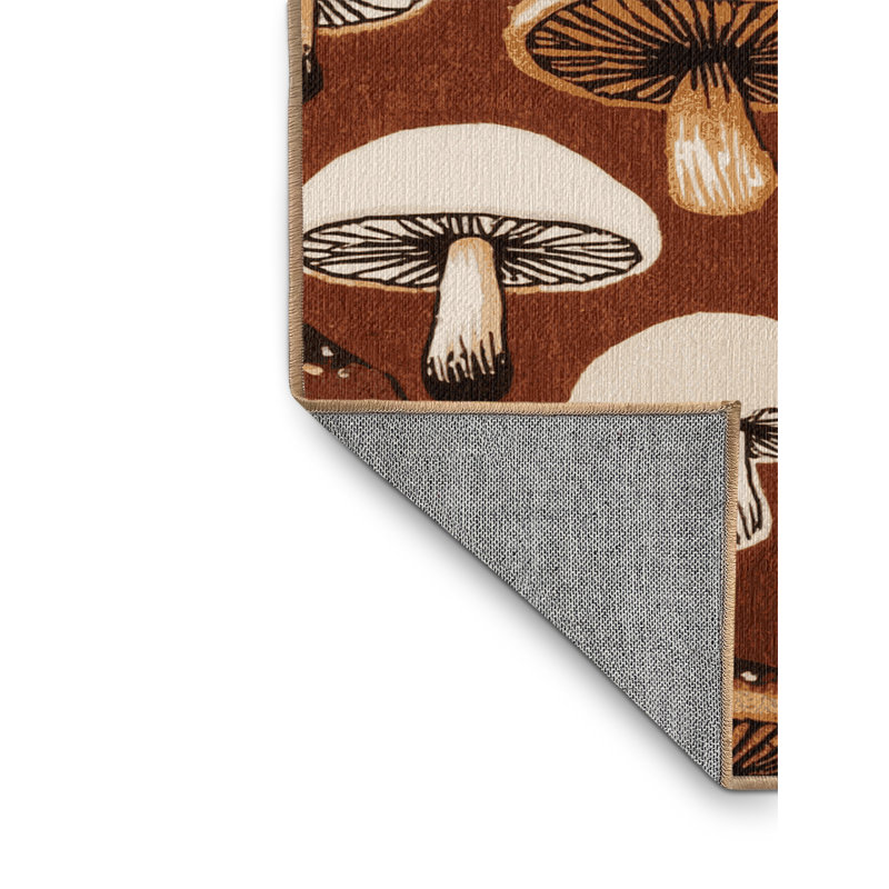 Washable Button Mushroom Vegetables Area Rug, Round 3'