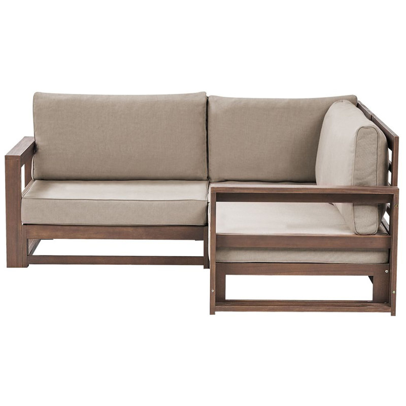 Alard 167cm Wide Patio Sectional with Cushions, Dark Brown