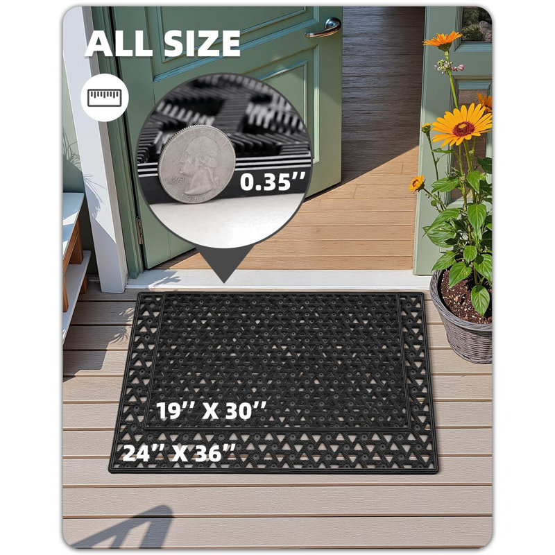 Paillasson antidérapant pour l'extérieur, L 24 po x L 36 po , Noir, noir, noir, noir