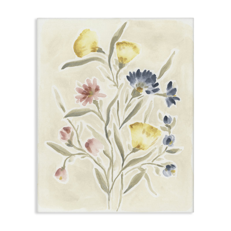 Art mural sur toile, "Subtle Cottage Posies", design par June Erica Vess, H 48 po x l 36 po
