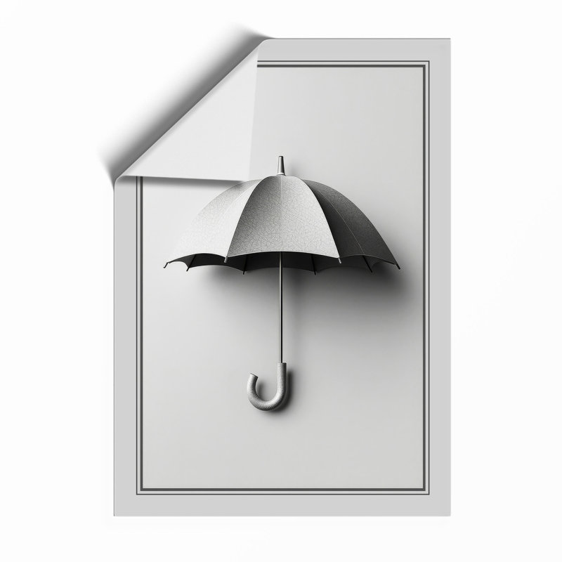 Two-Toned Umbrella Minimalist - Print, Unframed, A2 - 59.4 x 42.0 cm