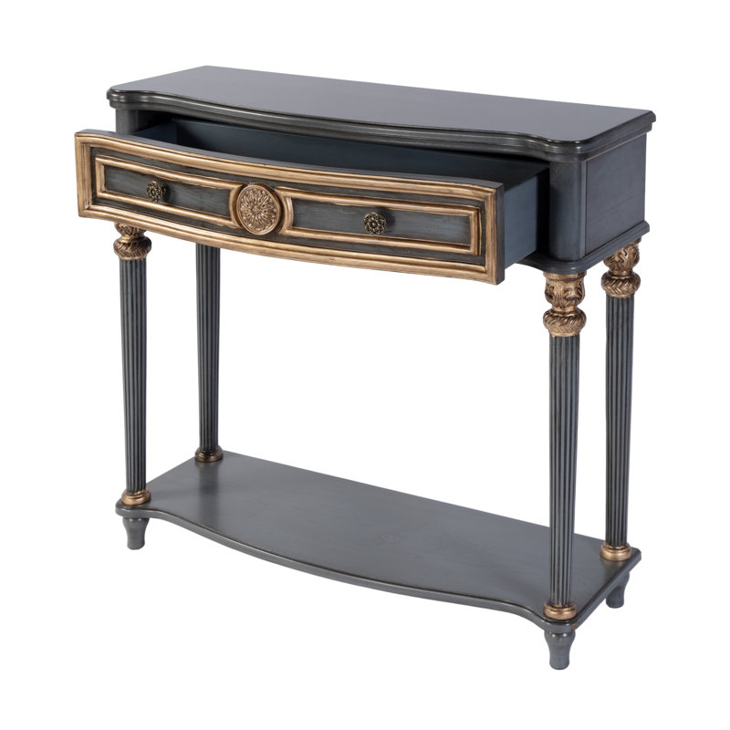  Alexander W Console rectangulaire 1 tiroir en bois avec tablette inférieure ouverte, bleu, Bleu